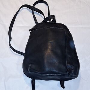 Tignanello Small Leather Black  Backpack Purse Bag Travel Purse